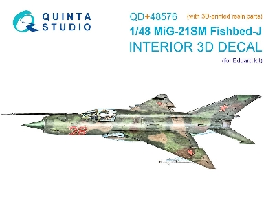 Mig-21 Sm Fishbed-j - 3d-printed & Coloured Interior On Decal Paper With 3d-printed Resin Parts (For Eduard Kits) - zdjęcie 1