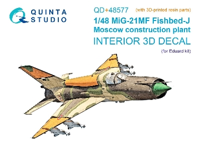 Mig-21 Mf Fishbed-j (Moscow Plant) - 3d-printed & Coloured Interior On Decal Paper With 3d-printed Resin Parts (For Eduard Kits)