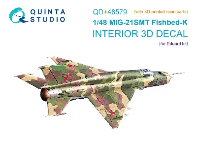 Mig-21 Smt Fishbed-k - 3d-printed & Coloured Interior On Decal Paper With 3d-printed Resin Parts (For Eduard Kits) - zdjęcie 1