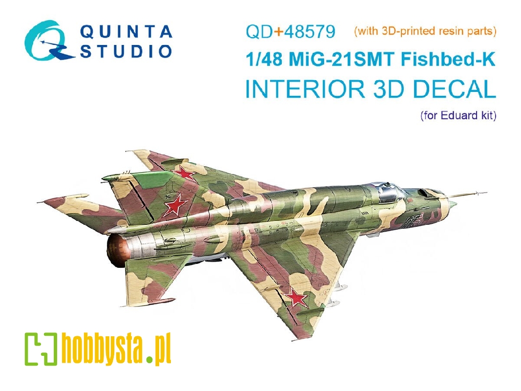 Mig-21 Smt Fishbed-k - 3d-printed & Coloured Interior On Decal Paper With 3d-printed Resin Parts (For Eduard Kits) - zdjęcie 1