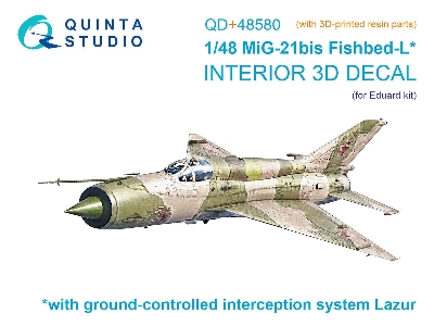 Mig-21 Bis Early Fishbed-l - 3d-printed & Coloured Interior On Decal Paper With 3d-printed Resin Parts (For Eduard Kits) - zdję