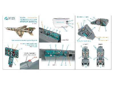 Mig-21 Bis Late Fishbed-n - 3d-printed & Coloured Interior On Decal Paper With 3d-printed Resin Parts (For Eduard Kits) - zdjęc