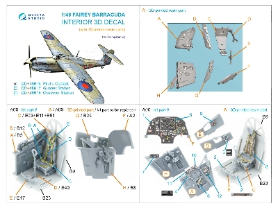 Fairey Barracuda Pilot's Cockpit - 3d-printed & Coloured Interior On Decal Paper With 3d-printed Resin Parts (For Trumpeter Kits
