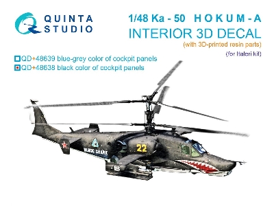 Kamov Ka-50 (Black Panels) - 3d-printed & Coloured Interior With 3d-printed Resin Parts (For Italeri Kits) - zdjęcie 1
