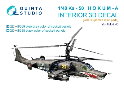 Kamov Ka-50 (Blue-grey Panels) - 3d-printed & Coloured Interior With 3d-printed Resin Parts (For Italeri Kits) - zdjęcie 1