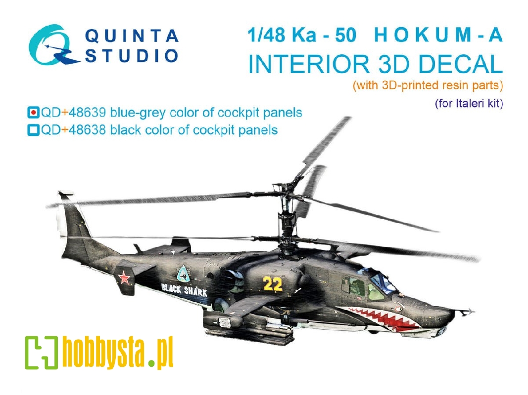 Kamov Ka-50 (Blue-grey Panels) - 3d-printed & Coloured Interior With 3d-printed Resin Parts (For Italeri Kits) - zdjęcie 1