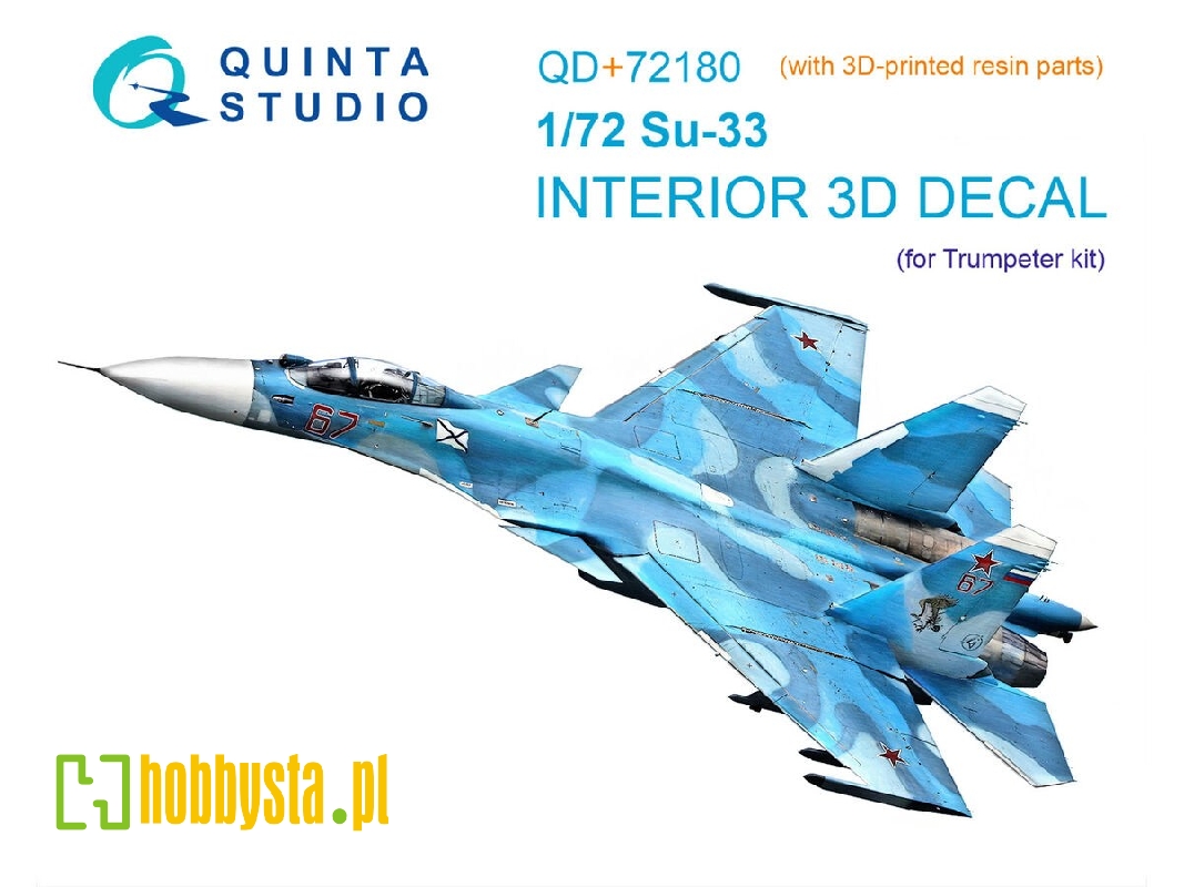 Sukhoi Su-33 - 3d-printed & Coloured Interior On Decal Paper With 3d-printed Resin Part (For Trumepter Kits) - zdjęcie 1