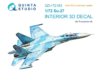 Sukhoi Su-27 - 3d-printed & Coloured Interior On Decal Paper With 3d-printed Resin Part (For Trumepter Kits) - zdjęcie 1