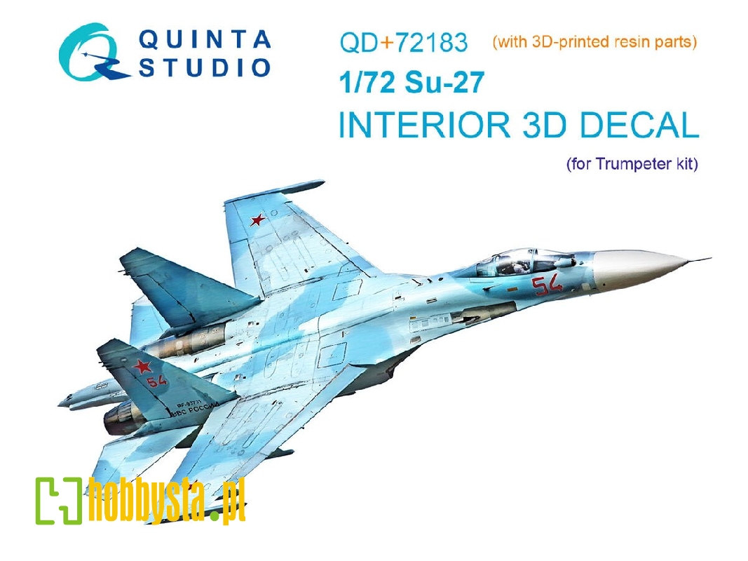 Sukhoi Su-27 - 3d-printed & Coloured Interior On Decal Paper With 3d-printed Resin Part (For Trumepter Kits) - zdjęcie 1