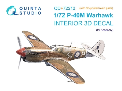 Curtiss P-40 M Warhawk - 3d-printed & Coloured Interior On Decal Paper With 3d-printed Resin Parts (For Academy Kits) - zdjęcie
