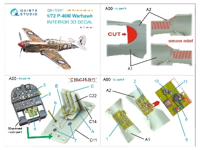 Curtiss P-40 M Warhawk - 3d-printed & Coloured Interior On Decal Paper With 3d-printed Resin Parts (For Academy Kits) - zdjęcie