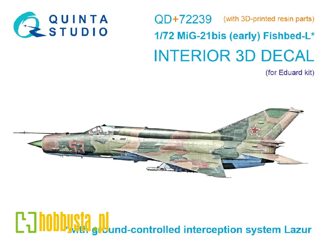Mig-21 Bis Early - 3d-printed & Coloured Interior With 3d-printed Resin Parts (For Eduard Kits) - zdjęcie 1