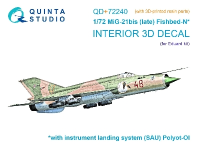 Mig-21 Bis Late - 3d-printed & Coloured Interior With 3d-printed Resin Parts (For Eduard Kits) - zdjęcie 1