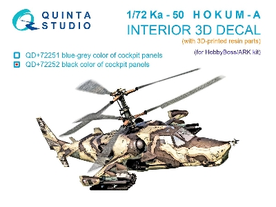 Kamov Ka-50 (Black Panels) - 3d-printed & Coloured Interior With 3d-printed Resin Parts (For Hobby Boss And Ark Kits) - zdjęcie