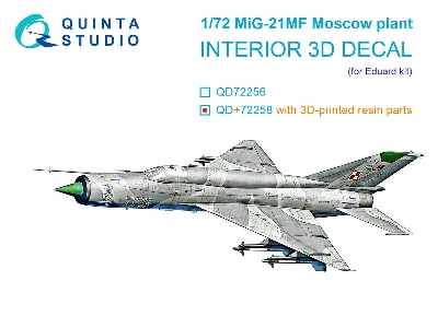 Mig-21 Mf (Moscov Plant) - 3d-printed & Coloured Interior With 3d-printed Resin Parts (For Eduard Kits) - zdjęcie 1