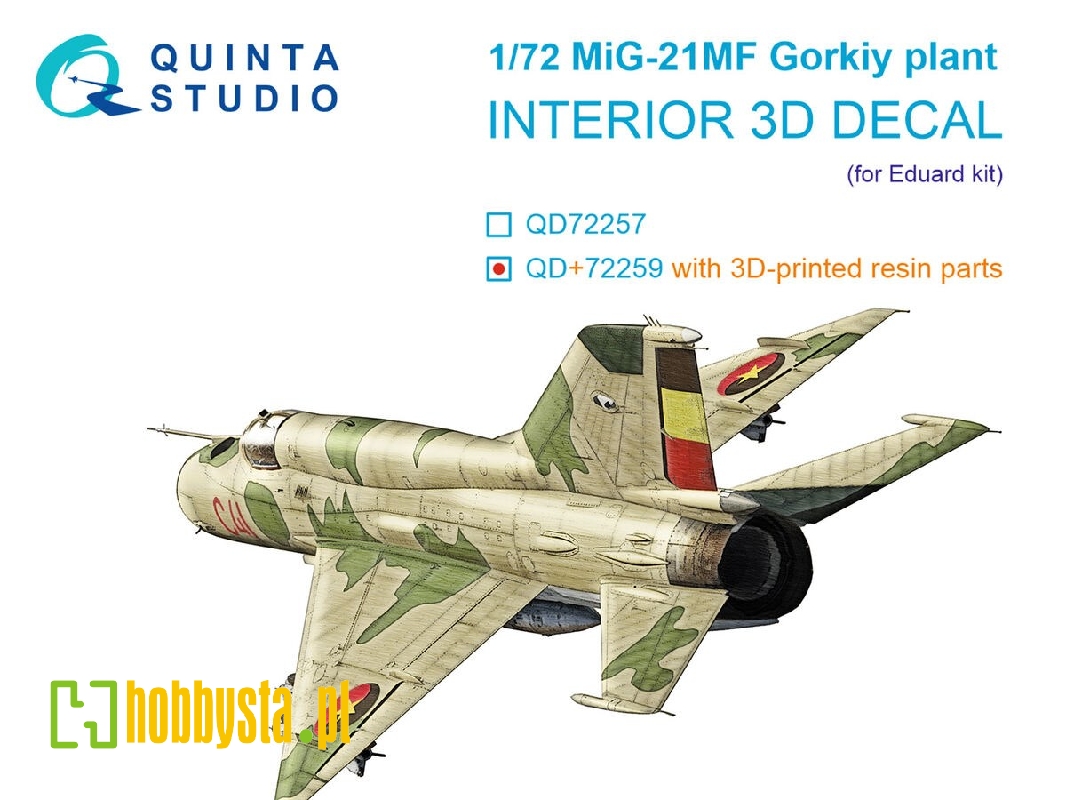 Mig-21 Mf (Gorkiy Plant) - 3d-printed & Coloured Interior With 3d-printed Resin Parts (For Eduard Kits) - zdjęcie 1