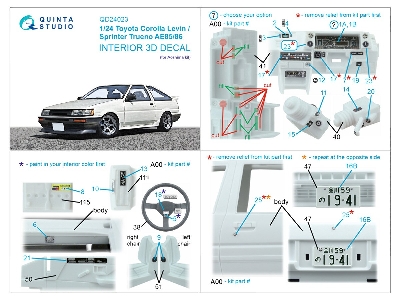 Toyota Corolla Levin Ae85/86 - 3d-printed & Coloured Interior (For Aoshima Kits) - zdjęcie 11