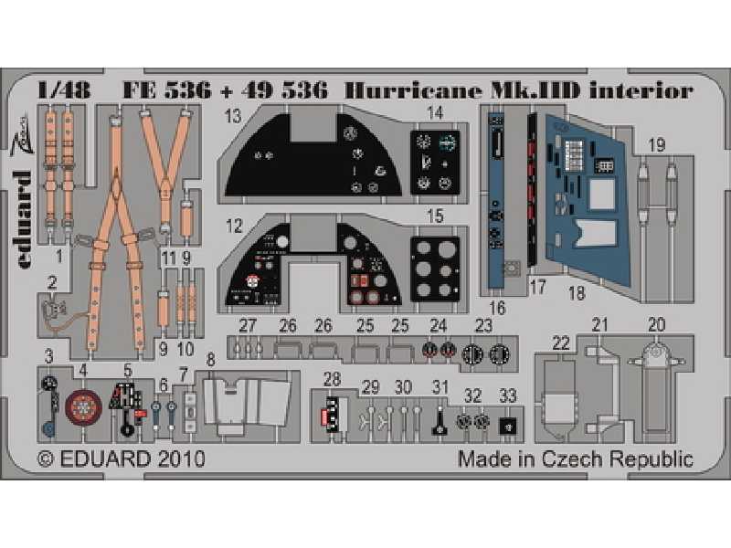  Hurricane Mk. IID interior S. A. 1/48 - Hasegawa - blaszki - zdjęcie 1