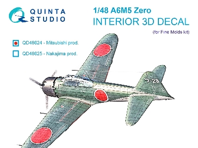A6m5 Zero Mitsubishi Prod. - 3d-printed & Coloured Interior On Decal Paper (For Fine Molds Kits) - zdjęcie 2