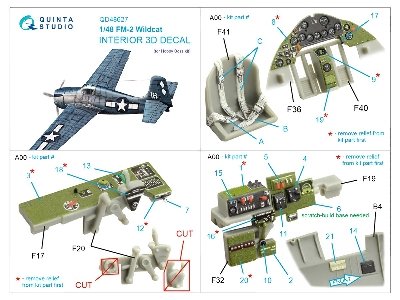 Fm-2 Wildcat - 3d-printed & Coloured Interior On Decal Paper (For Hobby Boss Kits) - zdjęcie 10