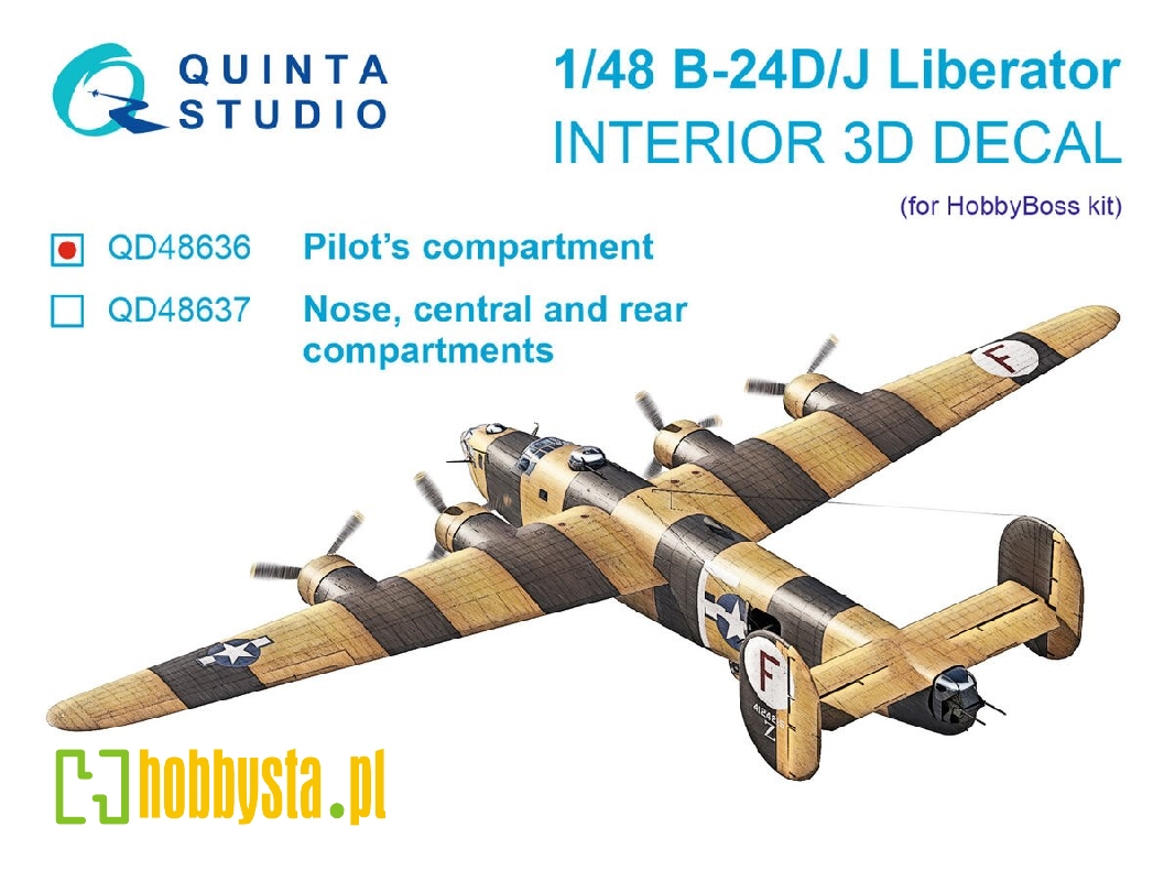 Consolidated  B-24 D/J Liberator - Pilot's Compartment - 3d-printed & Coloured Interior (For Hobby Boss Kits) - zdjęcie 1