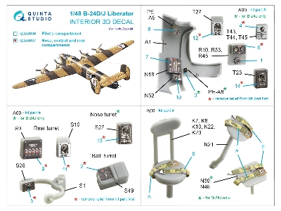 Consolidated  B-24 D/J Liberator - Nose, Central And Rear Compartments - 3d-printed & Coloured Interior (For Hobby Boss Kits) - 