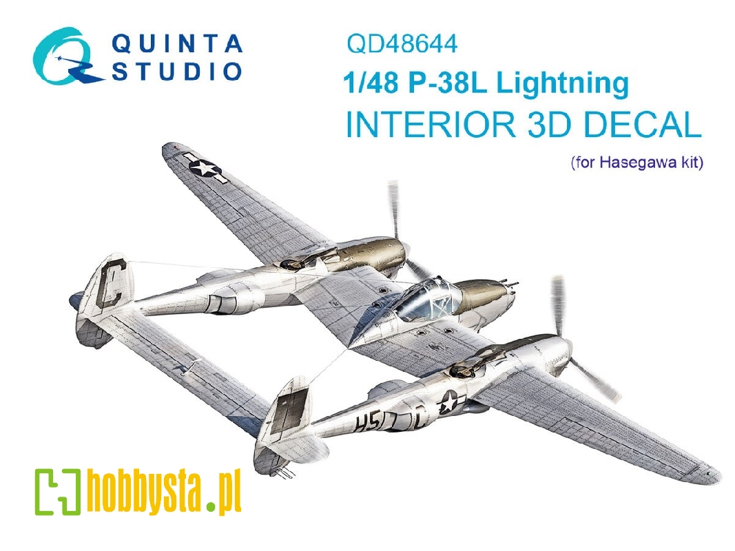 Lockheed P-38 L Lightning - 3d-printed & Coloured Interior (For Hasegawa Kits) - zdjęcie 1
