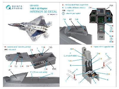 Lockheed Martin F-22 Raptor - 3d-printed & Coloured Interior (For Hasegawa Kits) - zdjęcie 9