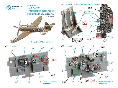 Republic P-47 D Thunderbolt Razorback - 3d-printed & Coloured Interior (For Miniart Kits) - zdjęcie 10