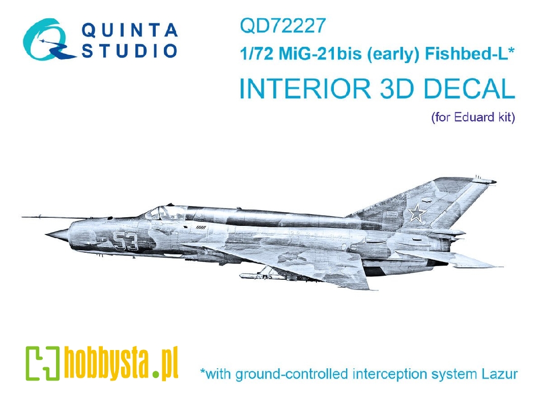 Mig-21 Bis Early - 3d-printed & Coloured Interior (For Eduard Kits) - zdjęcie 1