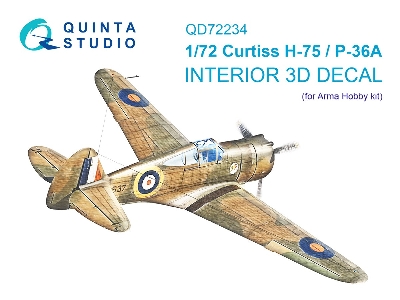 Curtiss H-75 Hawk / P-36 A - 3d-printed & Coloured Interior On Decal Paper (For Arma Hobby Kits) - zdjęcie 2