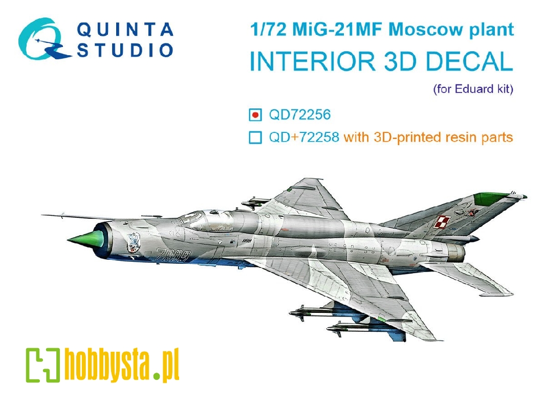 Mig-21 Mf (Moscow Plant) - 3d-printed & Coloured Interior (For Eduard Kits) - zdjęcie 1