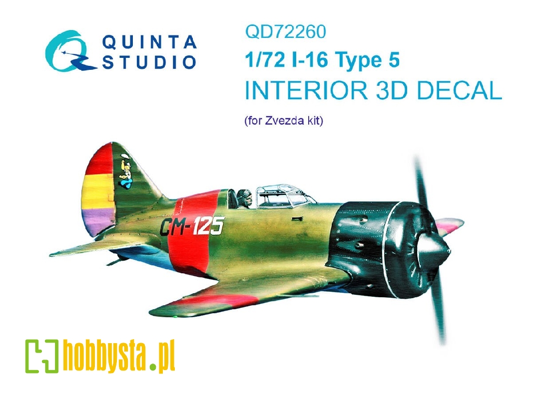Polikarpov I-16 Type 5 - 3d-printed & Coloured Interior (For Zvezda Kits) - zdjęcie 1