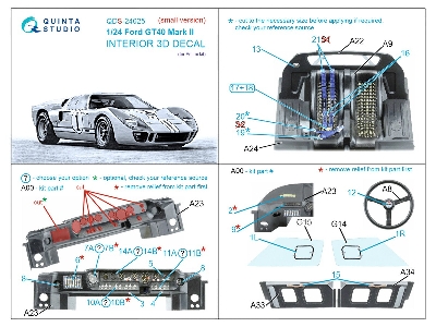 Ford Gt40 Mark Ii - 3d-printed & Coloured Interior Small Version (For Fujimi Kits) - zdjęcie 3