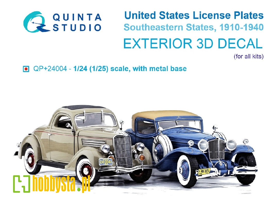 Southeastern Us License Plates 1910-1940 With Metal Base (For All Kits) - zdjęcie 1