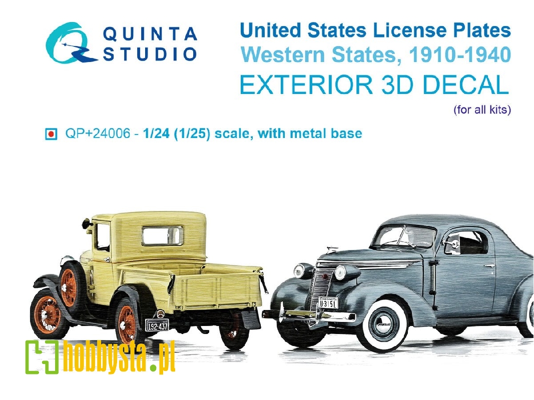 Western Us License Plates 1910-1940 With Metal Base (For All Kits) - zdjęcie 1