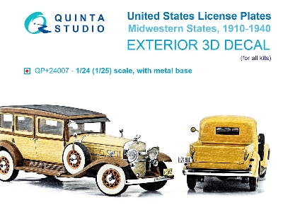 Midwestern  Us License Plates 1910-1940 With Metal Base (For All Kits) - zdjęcie 1