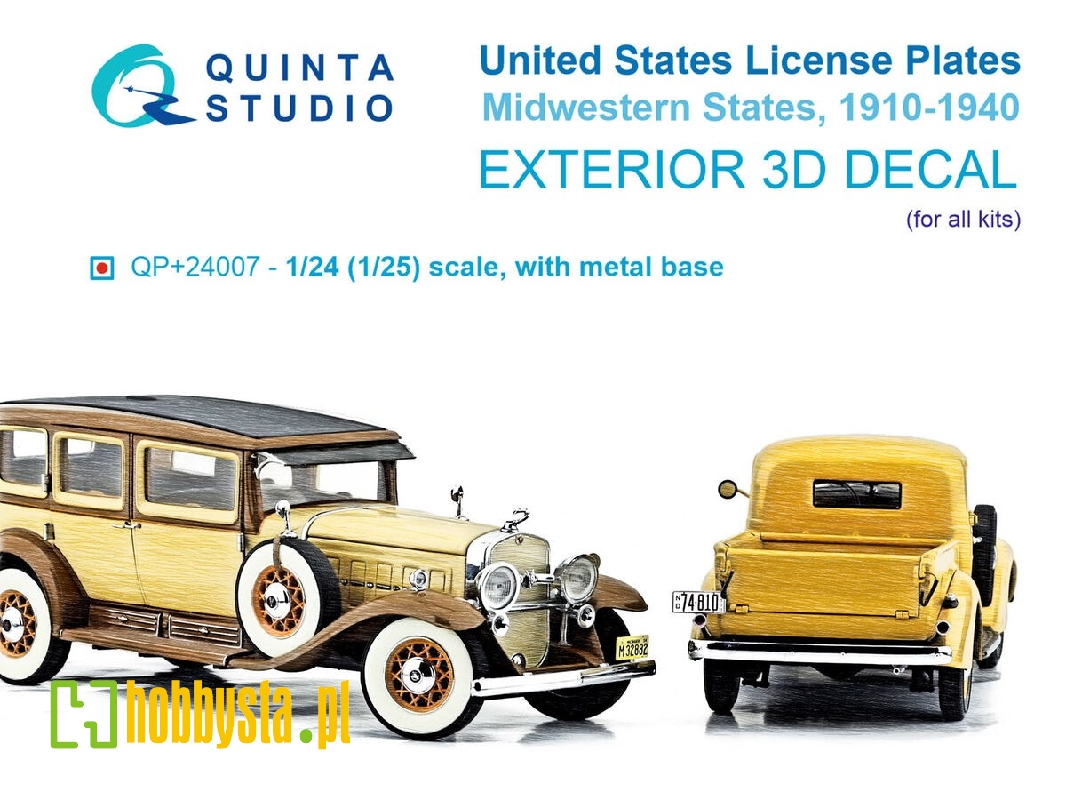 Midwestern  Us License Plates 1910-1940 With Metal Base (For All Kits) - zdjęcie 1