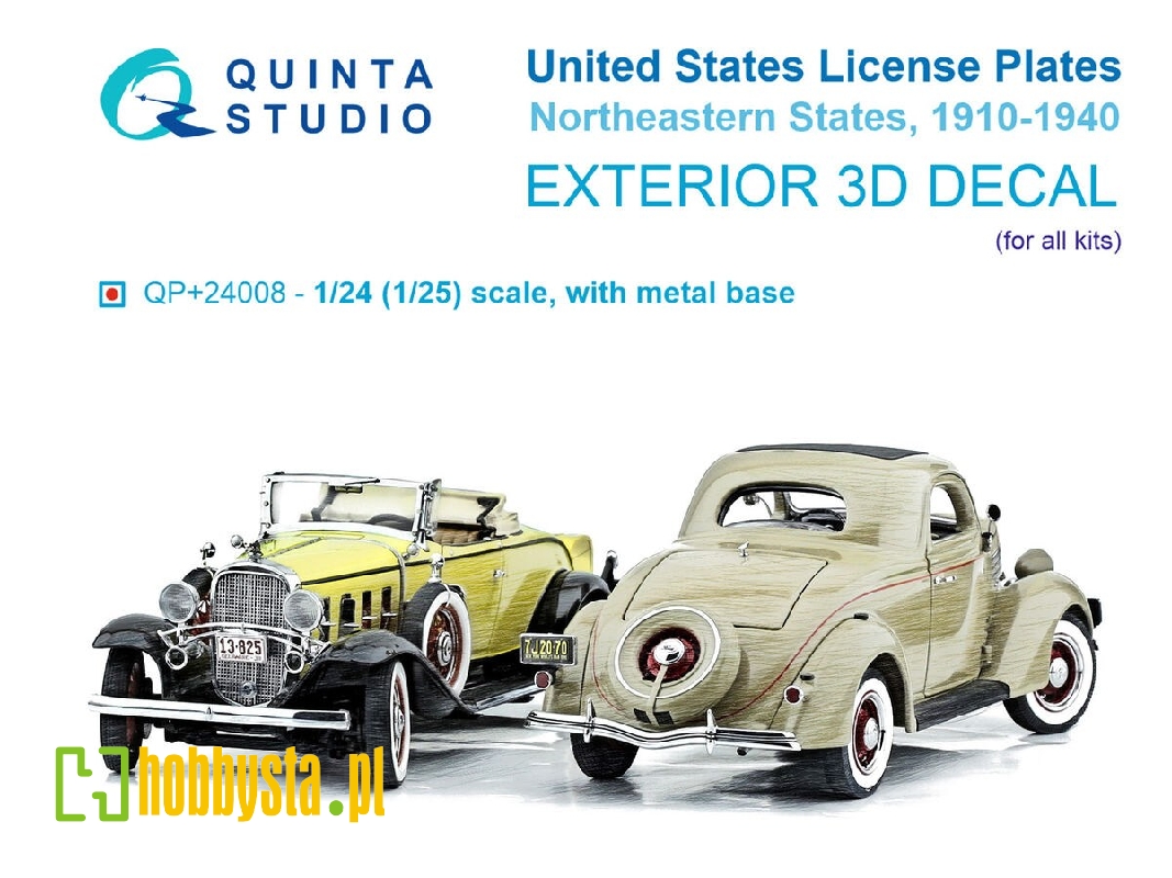 Northeastern Us License Plates 1910-1940 With Metal Base (For All Kits) - zdjęcie 1