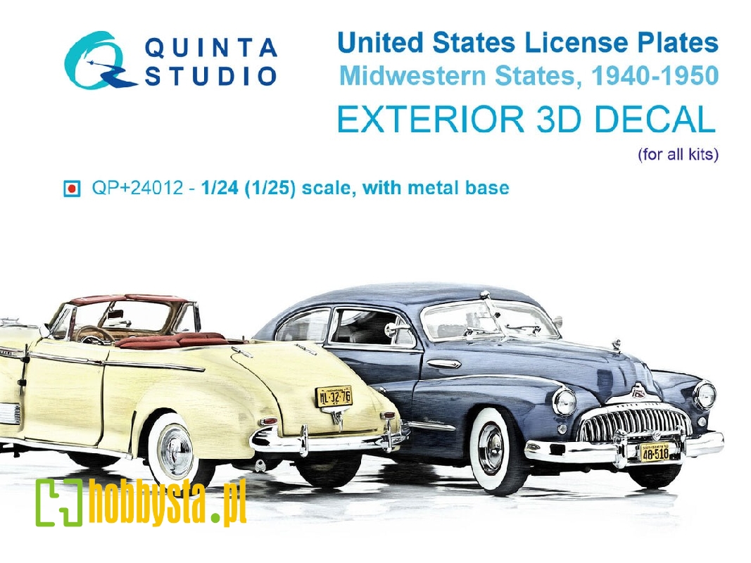 Midwestern Us License Plates 1940-1950 With Metal Base (For All Kits) - zdjęcie 1