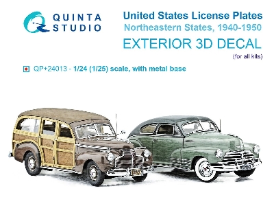 Northeastern Us License Plates 1940-1950 With Metal Base (For All Kits) - zdjęcie 1