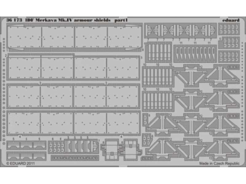IDF Merkava Mk. IV armour shields 1/35 - Hobby Boss - blaszki - zdjęcie 1 IDF Merkava Mk. IV armour shields 1/35 - Hobby Boss - blaszki - zdjęcie 1