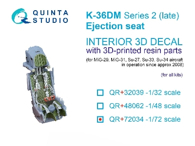 K-36dm Series2 (Late) Ejection Seat - For Mig-29, Mig-31, Su-27, Su-33, Su-34 Aircraft Since 2008 (For All Kits) - zdjęcie 1