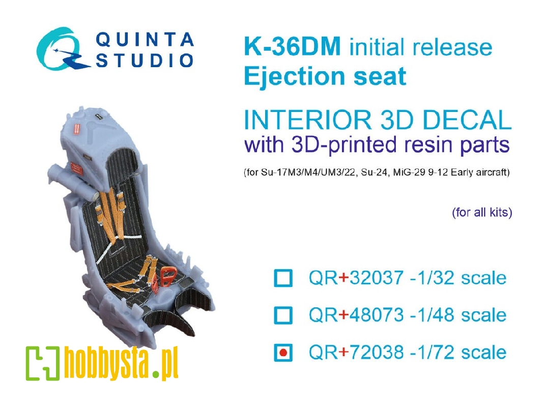 K-36dm (Initial Release) Ejection Seat - For Su-17m3/M4/Um3/22, Su-24, Mig-29 9-12 Early Aircraft (For All Kits) - zdjęcie 1