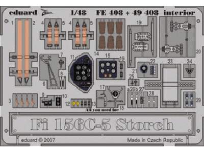  Fi 156C-5 Storch interior S. A. 1/48 - Tamiya - blaszki - zdjęcie 1