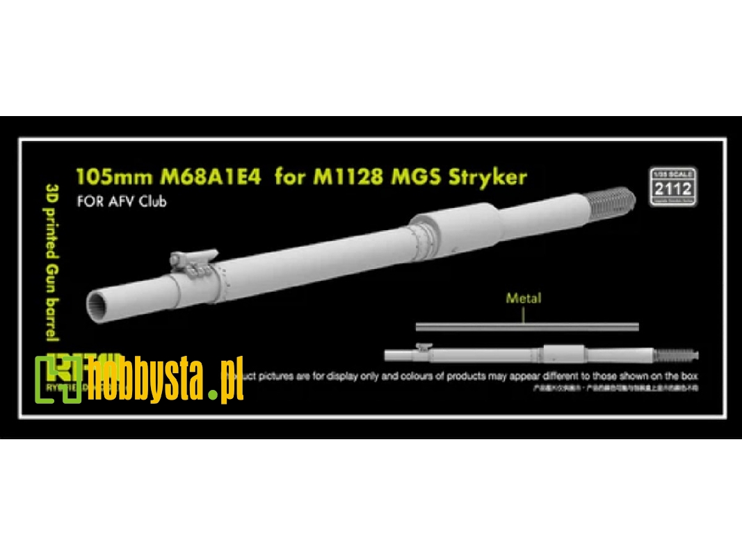 M1128 Mgs - 3d-printed Gun Barrel 105 Mm M68a1e4 (For Afv Kits) - zdjęcie 1
