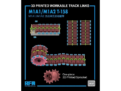 M1 A1/A2 Abrams - 3d-printed T-158 Workable Track Links - zdjęcie 1