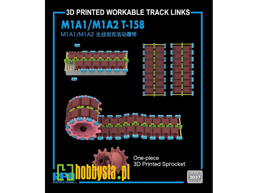 M1 A1/A2 Abrams - 3d-printed T-158 Workable Track Links - zdjęcie 1