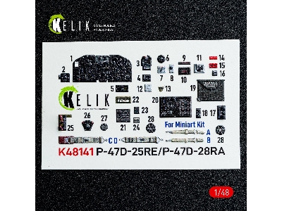 Republic P-47d - 25re / 28ra- Interior 3d Decals (For Miniart Kits) - zdjęcie 2