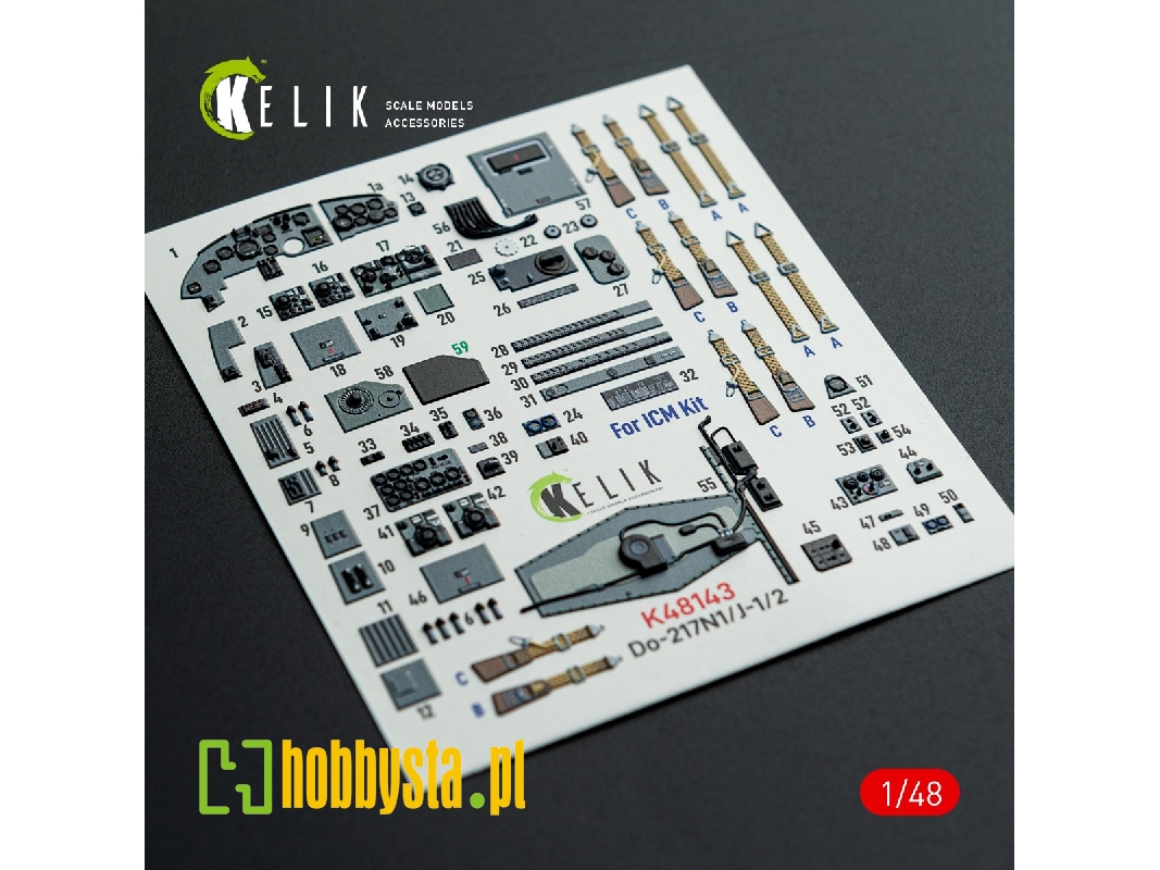 Dornier Do-217 N/J - Interior 3d Decals (For Icm Kits) - zdjęcie 1
